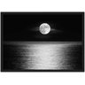 Quadro Decorativo Lua Preto E Branco Reflexo Nas Águas Paisagem Natureza Com Moldura - 1