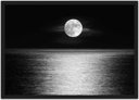 Ver imagem 1 de Quadro Decorativo Lua Preto E Branco Reflexo Nas Águas Paisagem Natureza Com Moldura