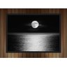 Quadro Decorativo Lua Preto E Branco Reflexo Nas Águas Paisagem Natureza Com Moldura - 3