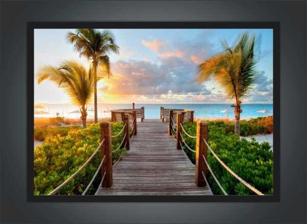 Quadro decorativo 3d paisagem por do sol conjunto completo