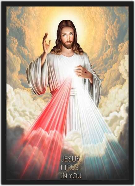 Quadro Decorativo Jesus Divina Misericórdia Religiosidade Decorações Com Moldura G01