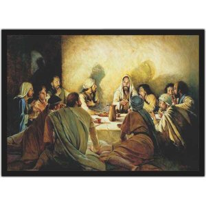 Quadro Decorativo Jesus Santa Ceia Apóstolos Religiosidade Decorações Com Moldura G07