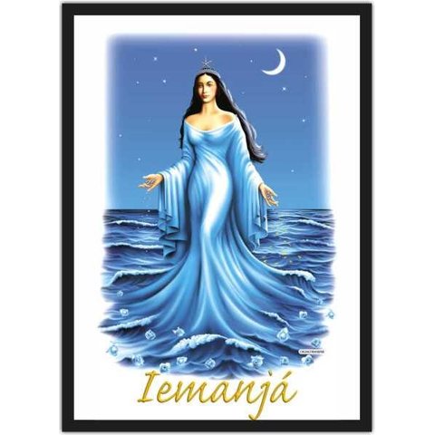 Quadro Decorativo Iemanjá Rainha Do Mar Religiosidade Decorações Com Moldura G02
