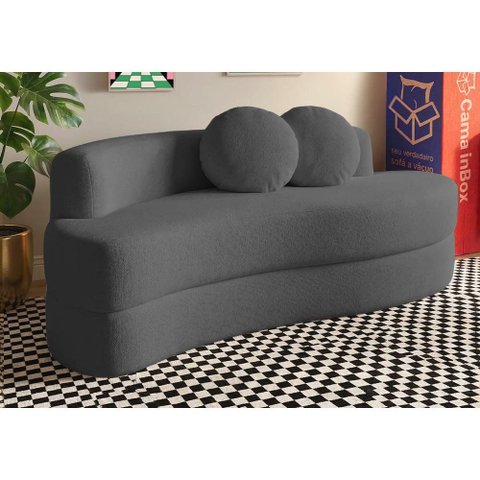 Sofá Cama Cosi 1,88m Xpand Tech Tecido Bouclê Cinza Escuro Cama Inbox