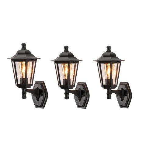 3 Arandela Vintage Preta Externa Lente Transp. Fachada Lup42