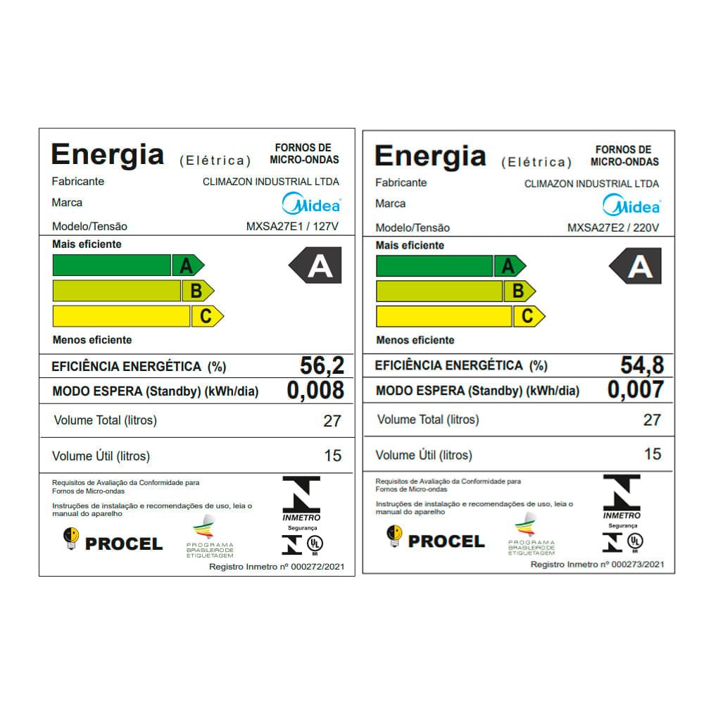 Micro-ondas 27l Branco Porta Espelhada Smartplate Midea Mxsa27e2 - 220v - 11
