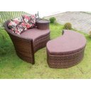 Ver imagem 2 de Chaise Orbit com Puff - Tecido Duna Marrom