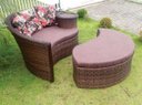 Ver imagem 2 de Chaise Orbit com Puff - Tecido Duna Marrom
