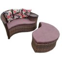 Ver imagem 1 de Chaise Orbit com Puff - Tecido Duna Marrom