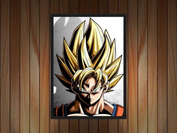 4 Quadro Desenho De Hérois Dragon Boll Z Goku