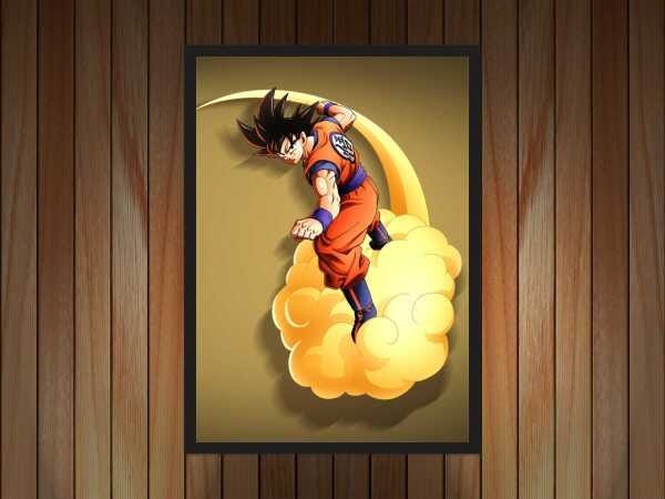 Quadro Dragon Ball Goku Anime Desenho Com Moldura G011