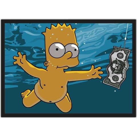 Quadro Decorativo Bart Simpsons Nirvana Salas Quartos Decorações Com Moldura