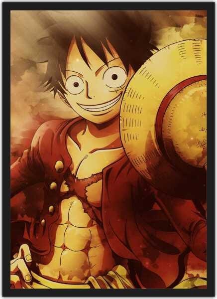 Quadro decorativo Luffy One Piece Anime Desenho arte para sala quarto