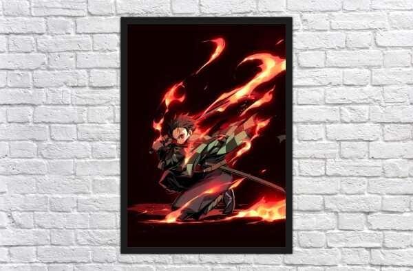 Quadro Decorativo Demon Slayer Desenho Anime Salas Quartos Decorações Com  Moldura G01