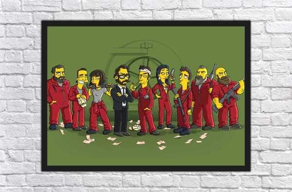 Quadro Decorativo Anime Os Simpsons c/ Moldura E Vidro A3 em