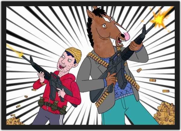 Quadro Decorativo BoJack Horseman Desenho Anime Salas Quartos Decorações Com Moldura G03