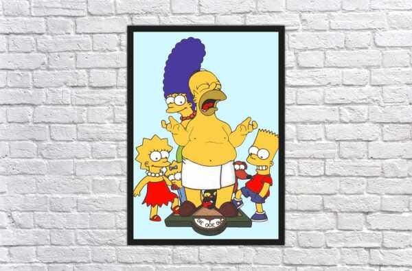 Quadro Decorativo Balança Homer Simpsons Desenho Salas Quartos Decorações Com Moldura - 4