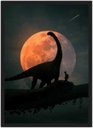 Ver imagem 1 de Quadro Decorativo Dinossauro Lua Salas Quartos Decorações Com Moldura G02