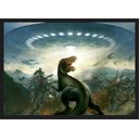 Ver imagem 1 de Quadro Decorativo Dinossauro Disco Voador Salas Quartos Decorações Com Moldura G03