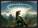 Ver imagem 1 de Quadro Decorativo Dinossauro Disco Voador Salas Quartos Decorações Com Moldura G03
