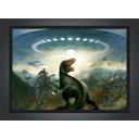 Ver imagem 2 de Quadro Decorativo Dinossauro Disco Voador Salas Quartos Decorações Com Moldura G03