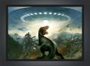 Ver imagem 2 de Quadro Decorativo Dinossauro Disco Voador Salas Quartos Decorações Com Moldura G03
