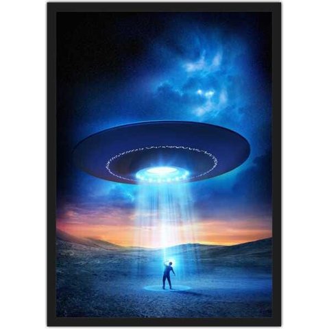 Quadro Decorativo Disco Voador Ovni Quartos Salas Decorações Com Moldura G02
