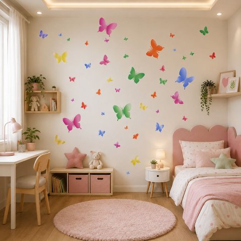 Adesivo de Parede Borboletas Coloridas Decoração Infantil