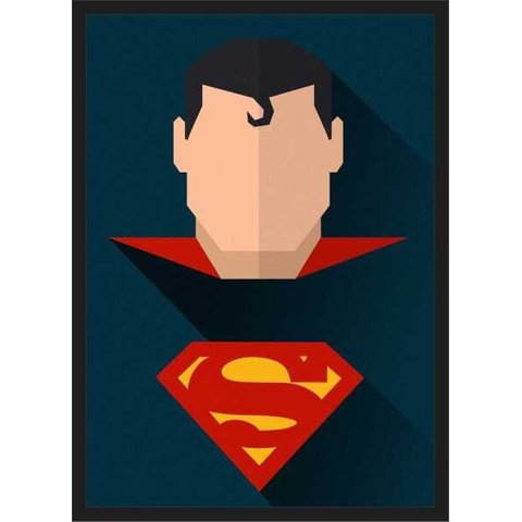 Quadro Decorativo Superman Super Heróis Nerd Geek Com Moldura G02