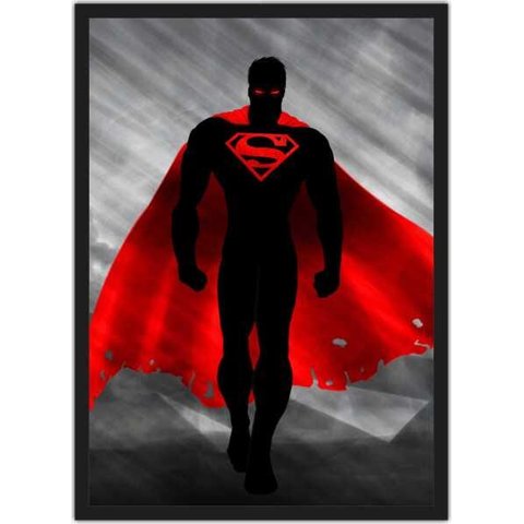 Quadro Decorativo Superman Super Heróis Nerd Geek Com Moldura G04