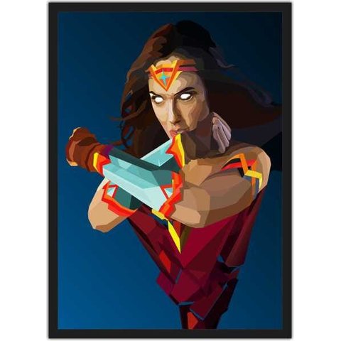 Quadro Decorativo Mulher Maravilha Super Heróis Nerd Geek Com Moldura G010