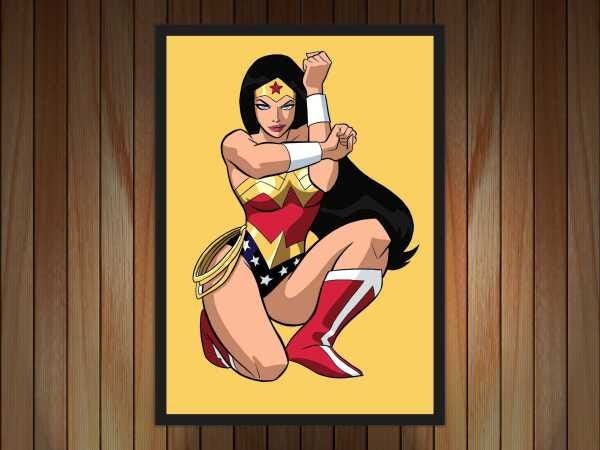 Quadro Decorativo Mulher Maravilha Super Heróis Nerd Geek Com Moldura G011 - 2