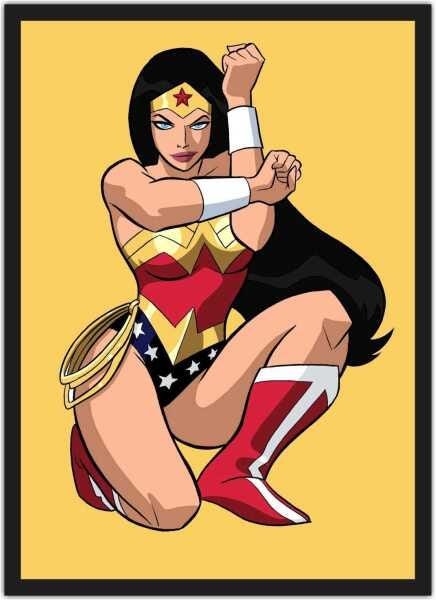 Quadro Decorativo Mulher Maravilha Super Heróis Nerd Geek Com Moldura G011