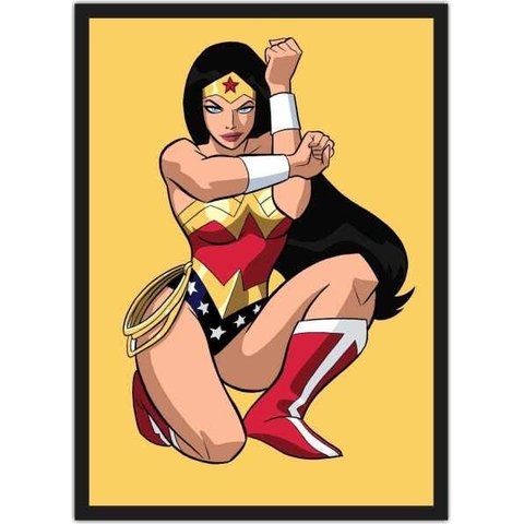 Quadro Decorativo Mulher Maravilha Super Heróis Nerd Geek Com Moldura G011