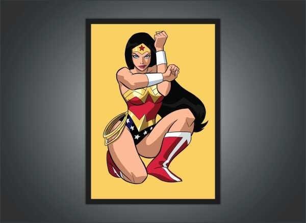 Quadro Decorativo Mulher Maravilha Super Heróis Nerd Geek Com Moldura G011 - 3