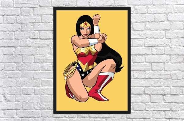 Quadro Decorativo Mulher Maravilha Super Heróis Nerd Geek Com Moldura G011 - 4