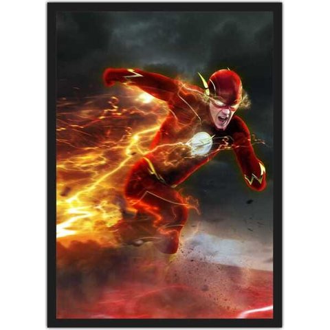 Quadro Decorativo Flash Super Heróis Nerd Geek Com Moldura G002