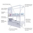 Ver imagem 3 de Beliche Casinha Reta com 02 Gavetas e Grade Removível Madeira Maciça Branco Housin