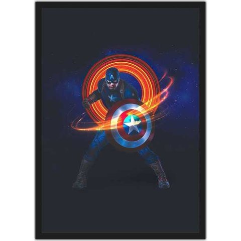 Quadro Decorativo Capitão América Super Heróis Nerd Geek Com Moldura G001