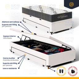 Cama Box Baú com Colchão de Espuma D33 Ortobom Airtech 100 + Auxiliar Unique Solteiro 88cm - 6