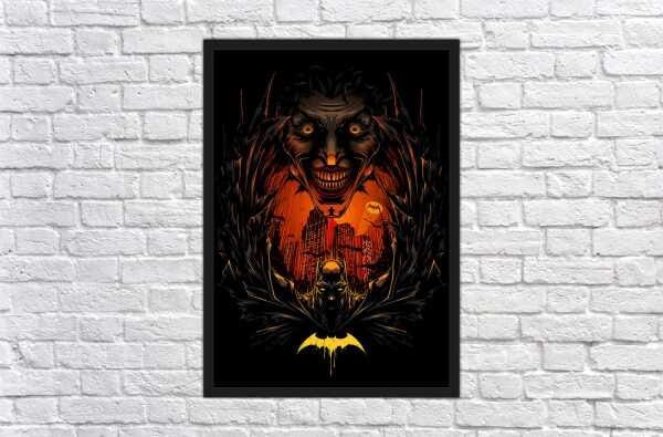 Quadro Decorativo Coringa Abstrato Super Heróis Nerd Geek Com Moldura G005 - 3