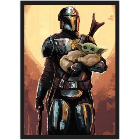 Quadro Decorativo O Mandaloriano Star Wars Nerd Geek Com Moldura