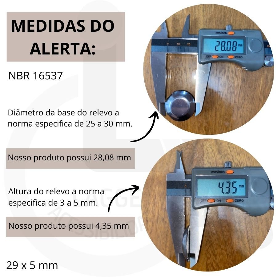 Elemento Tátil Alerta Inox Parafusado Frisado - 8