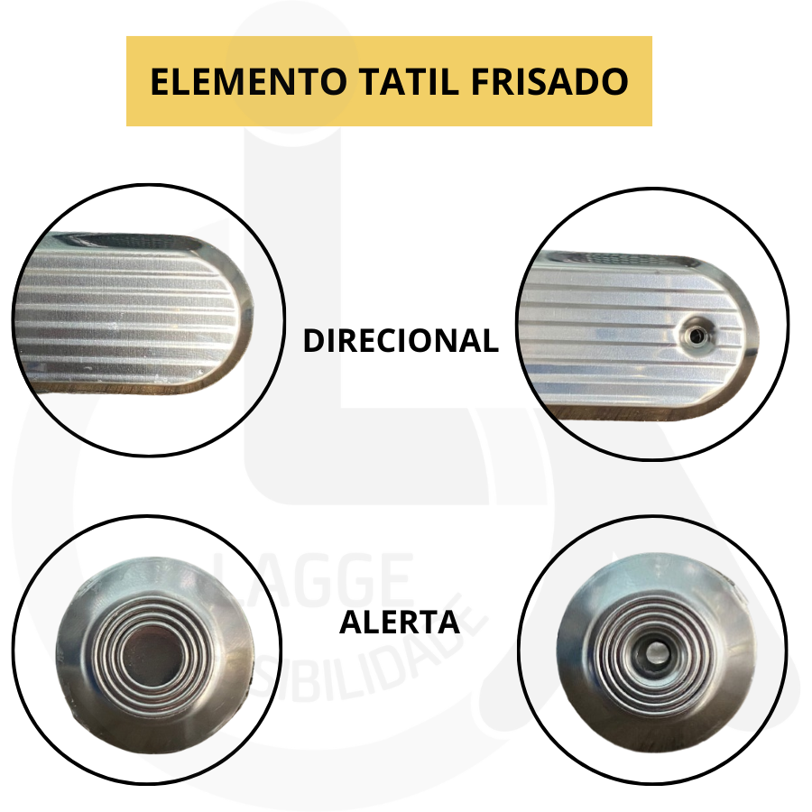 Elemento Tátil Alerta Inox Parafusado Frisado - 6