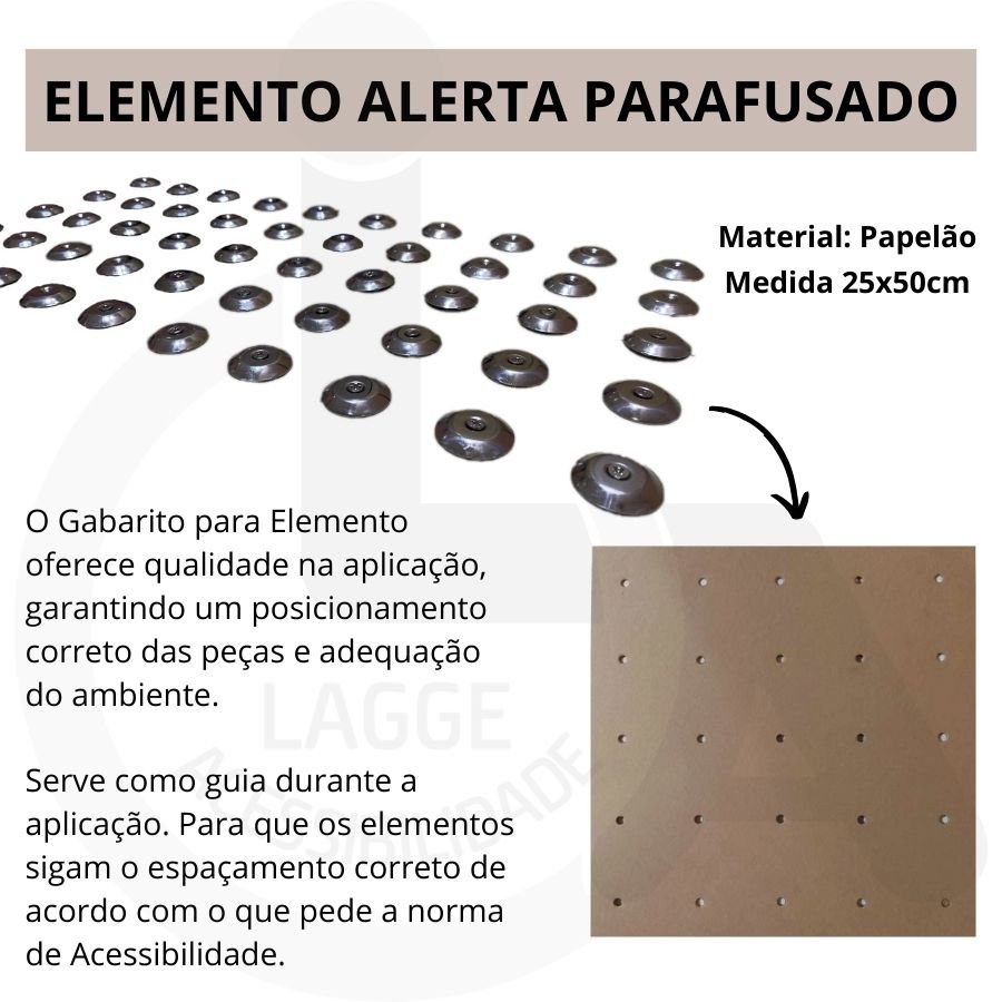 Elemento Tátil Alerta Inox Parafusado Frisado - 7