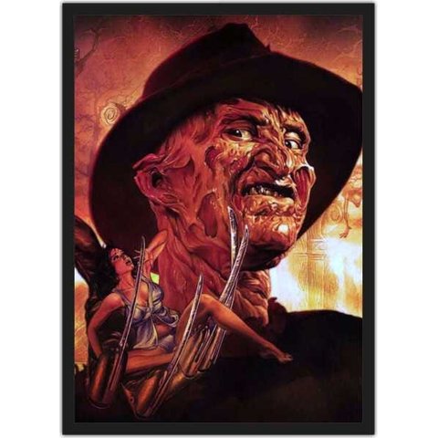 Quadro Decorativo Freddy Krueger Séries Cinema Filmes Geek Salas Quartos Com Moldura G02