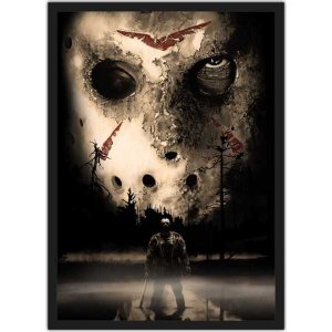 Quadro Decorativo Jason Séries Cinema Filmes Terror Geek Salas Quartos Com Moldura