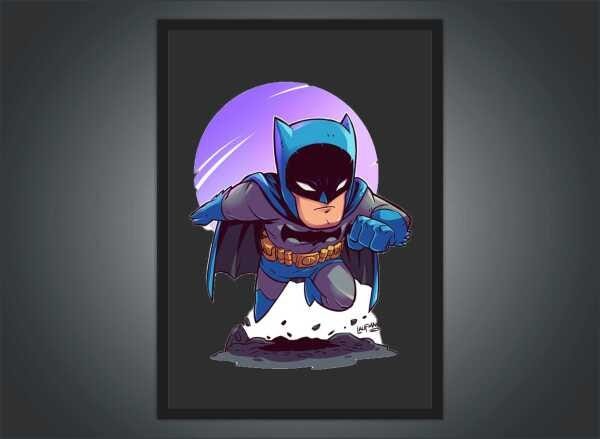 Quadro Decorativo Batman Desenho Heróis Geek Salas Quartos Com Moldura