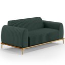 Ver imagem 1 de Sofá 2 Lugares para Sala de Estar Molino 150 Cm D02 Pés D'ouro Linho Verde Musgo C-117 - Lyam