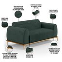 Ver imagem 4 de Sofá 2 Lugares para Sala de Estar Molino 150 Cm D02 Pés D'ouro Linho Verde Musgo C-117 - Lyam